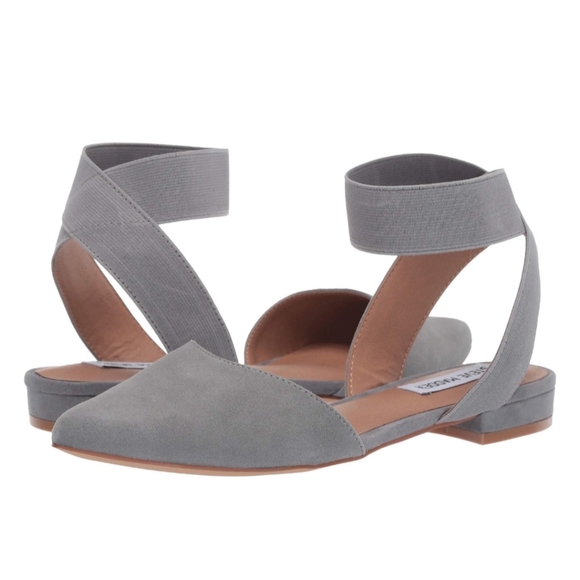 Steve Madden Uptown Elastic Ankle Grey Suede Flats Sz 9. Excellent Condition - Picture 1 of 9